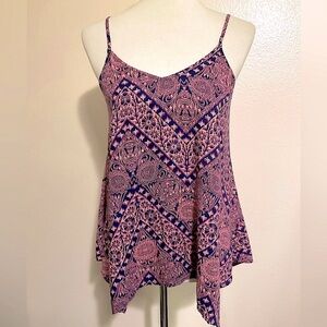 Mossimo Handkerchief Flowy Camisole Pink, Navy M